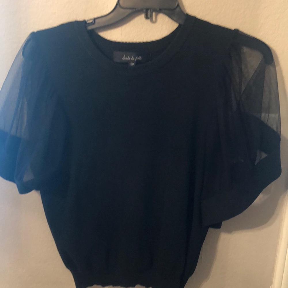 Black Top with sheer sleeves